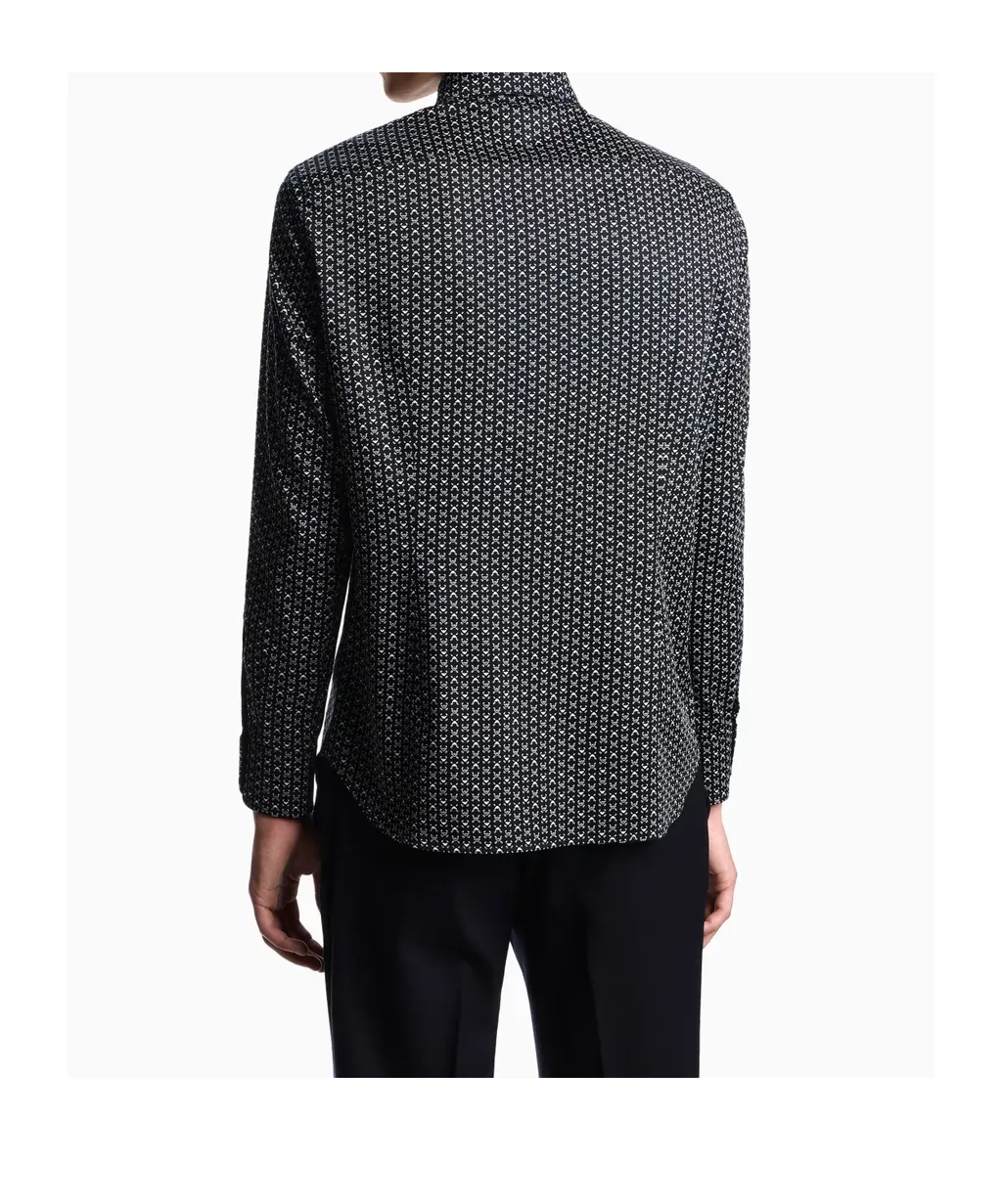 Printed-Pattern Stretch Shirt