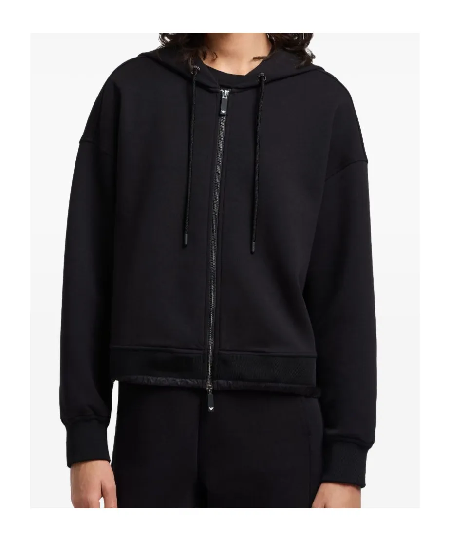 Zip-Up Quilted-Hem Hoodie