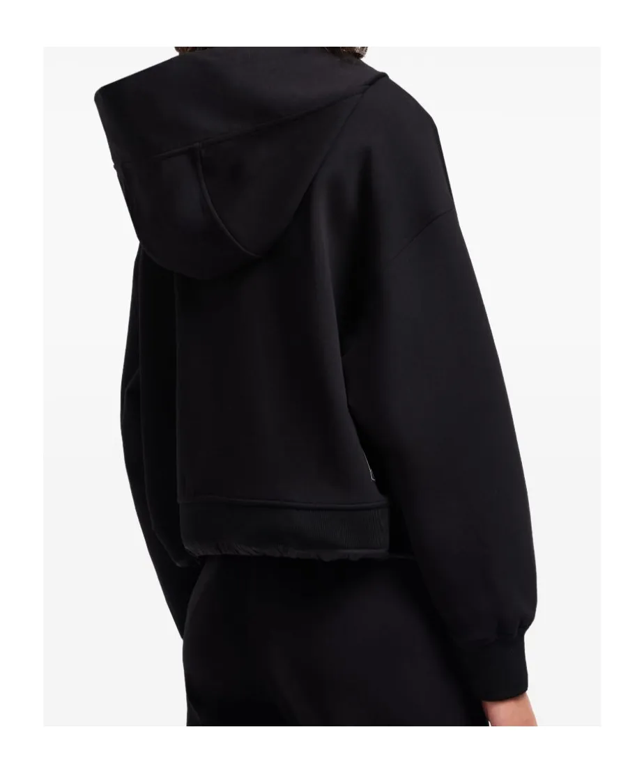 Zip-Up Quilted-Hem Hoodie