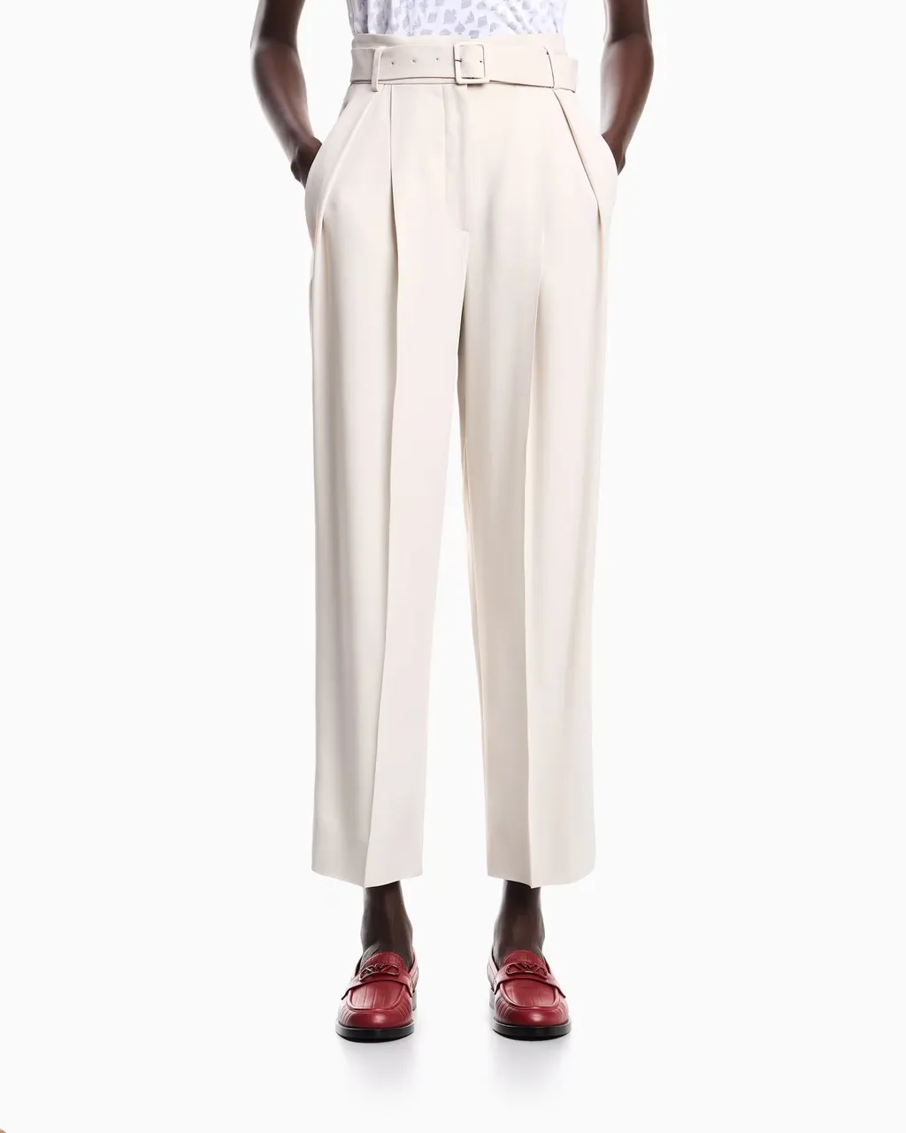 Envers Satin Trousers With Pleats And Belt