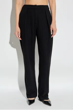 Chevron-Motif Pleated Straight Trousers