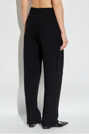 Chevron-Motif Pleated Straight Trousers