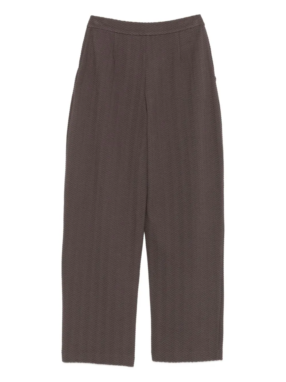 Chevron-Motif Pleated Straight Trousers