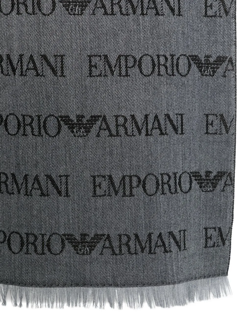 Logo Patterned Fringed Scarf