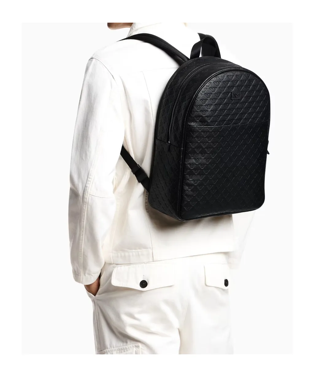 Embossed Eagle-Logo Backpack
