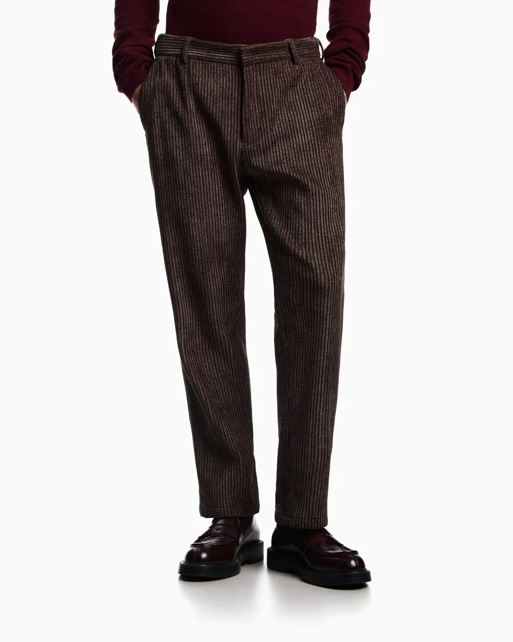 Corduroy Striped Straight-Leg Trousers