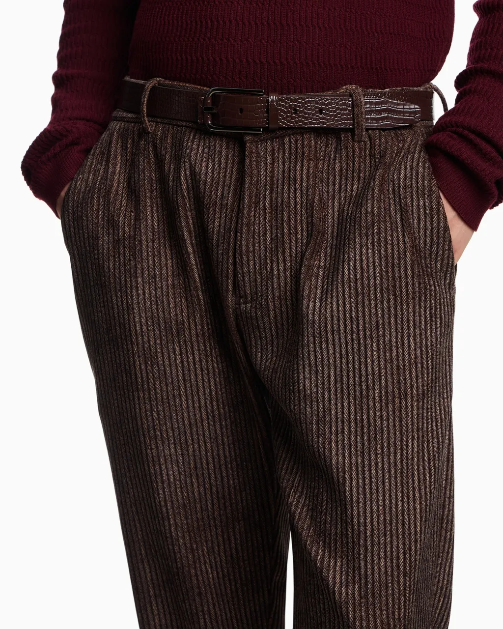 Corduroy Striped Straight-Leg Trousers