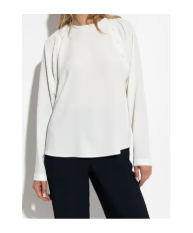 Button-Detail Raglan-Sleeves Blouse