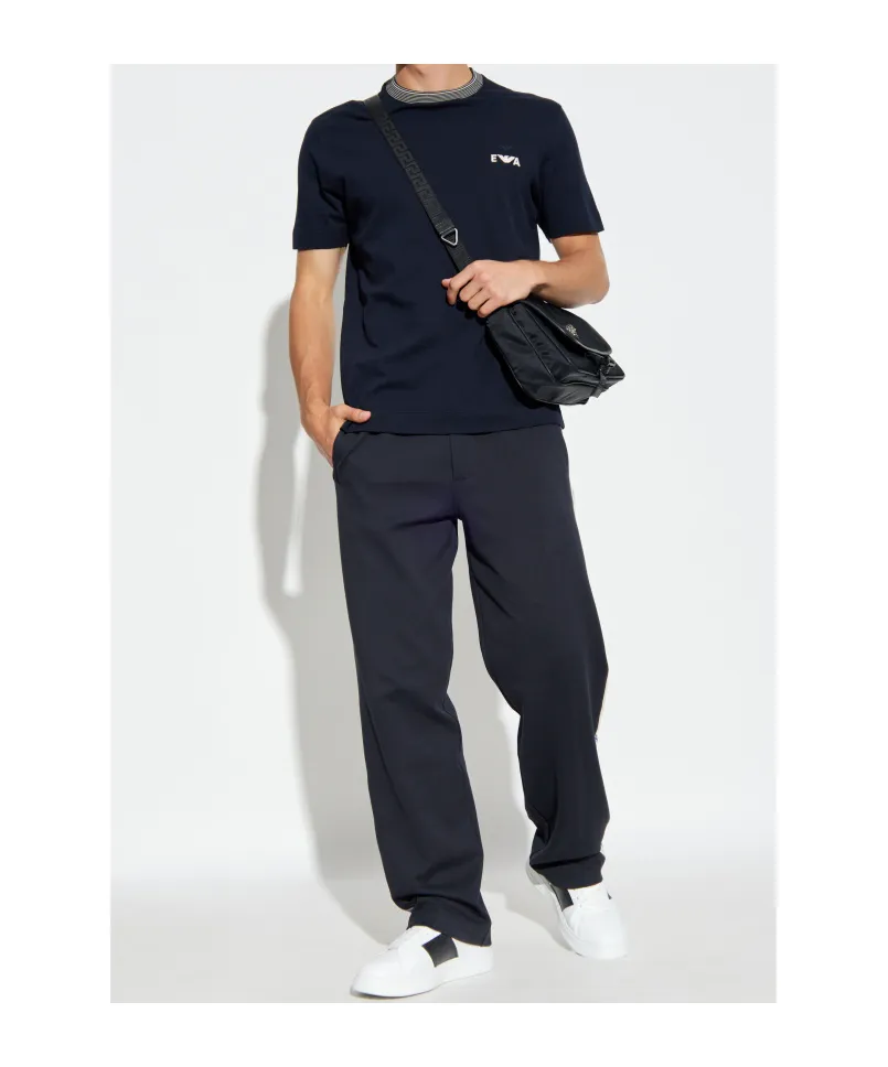 Logo Ribbed-Collar T-Shirt