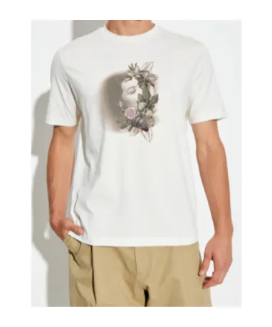 Floral-Embroidered Portrait T-Shirt