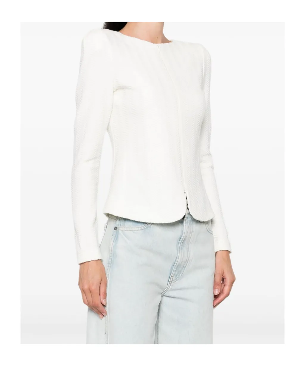 Herringbone-Pattern Zip-Up Jacket