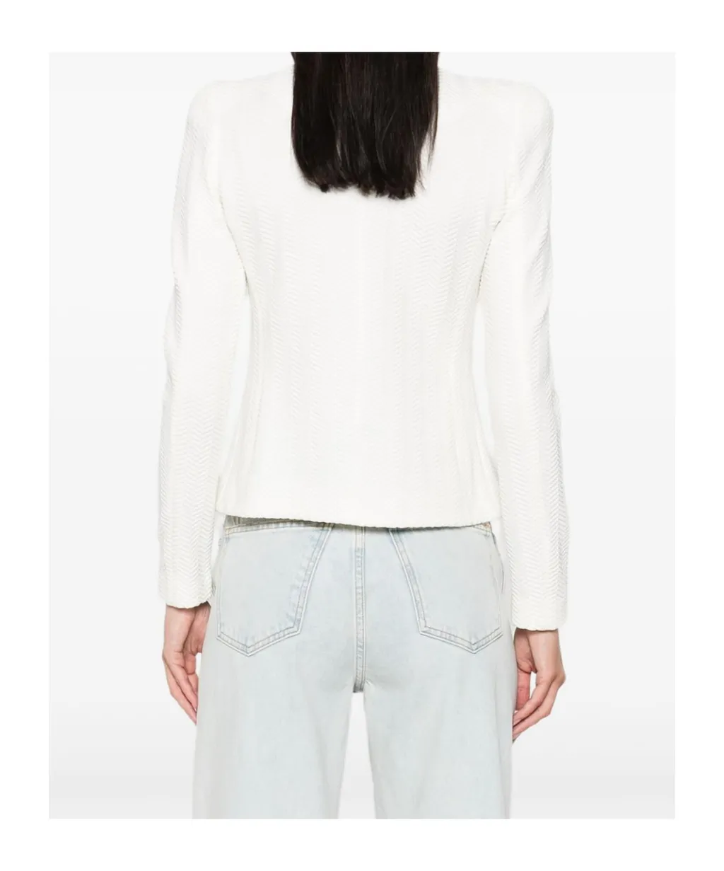 Herringbone-Pattern Zip-Up Jacket