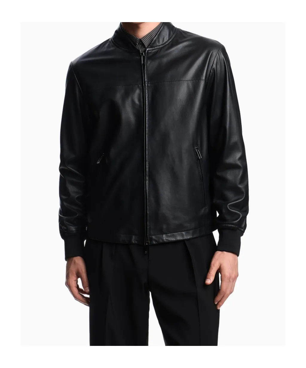 Long-Sleeved Leather Jacket