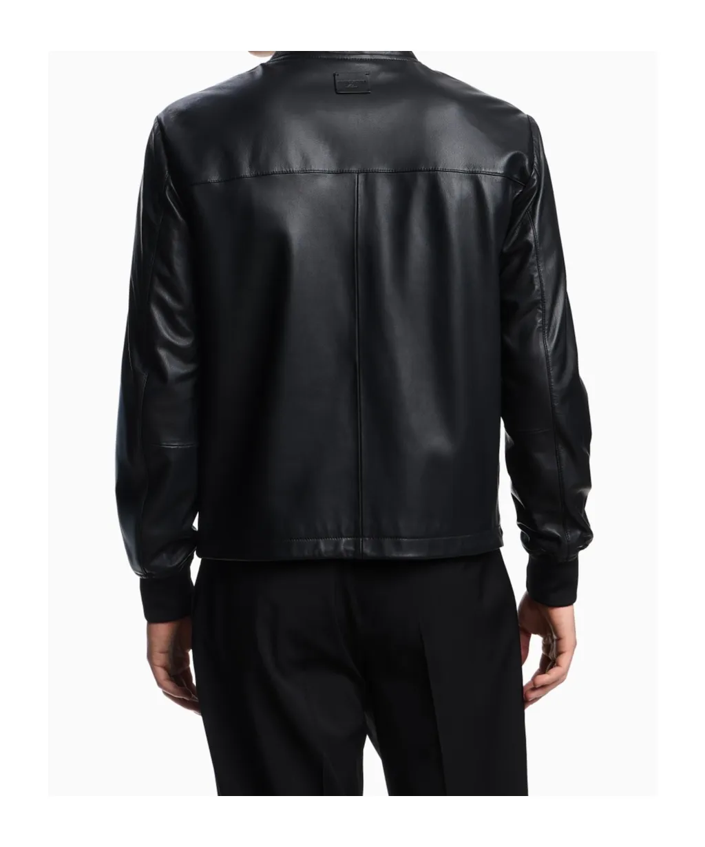 Long-Sleeved Leather Jacket