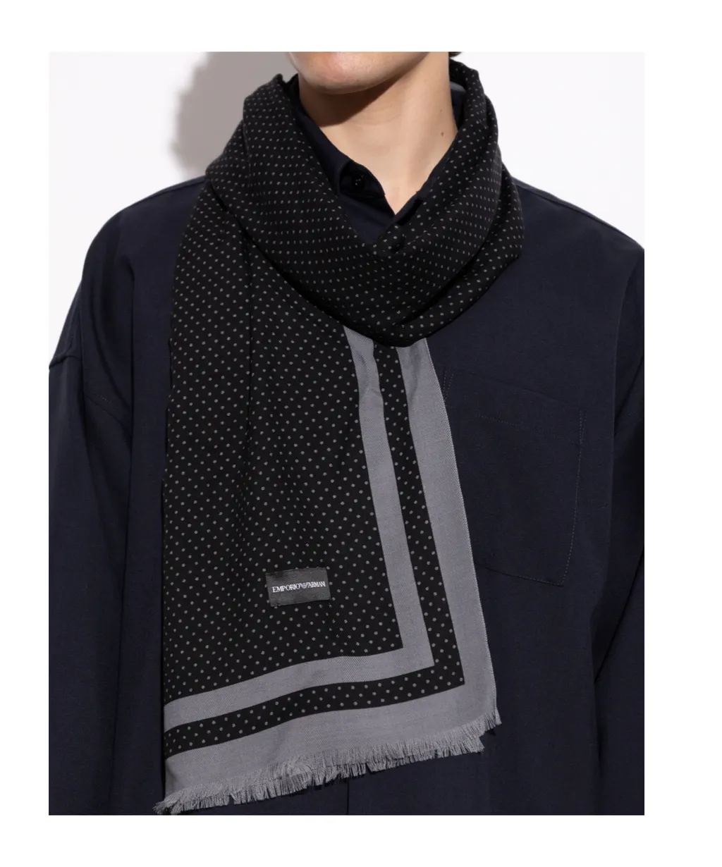 Polka Dot Printed Frayed Edge Scarf