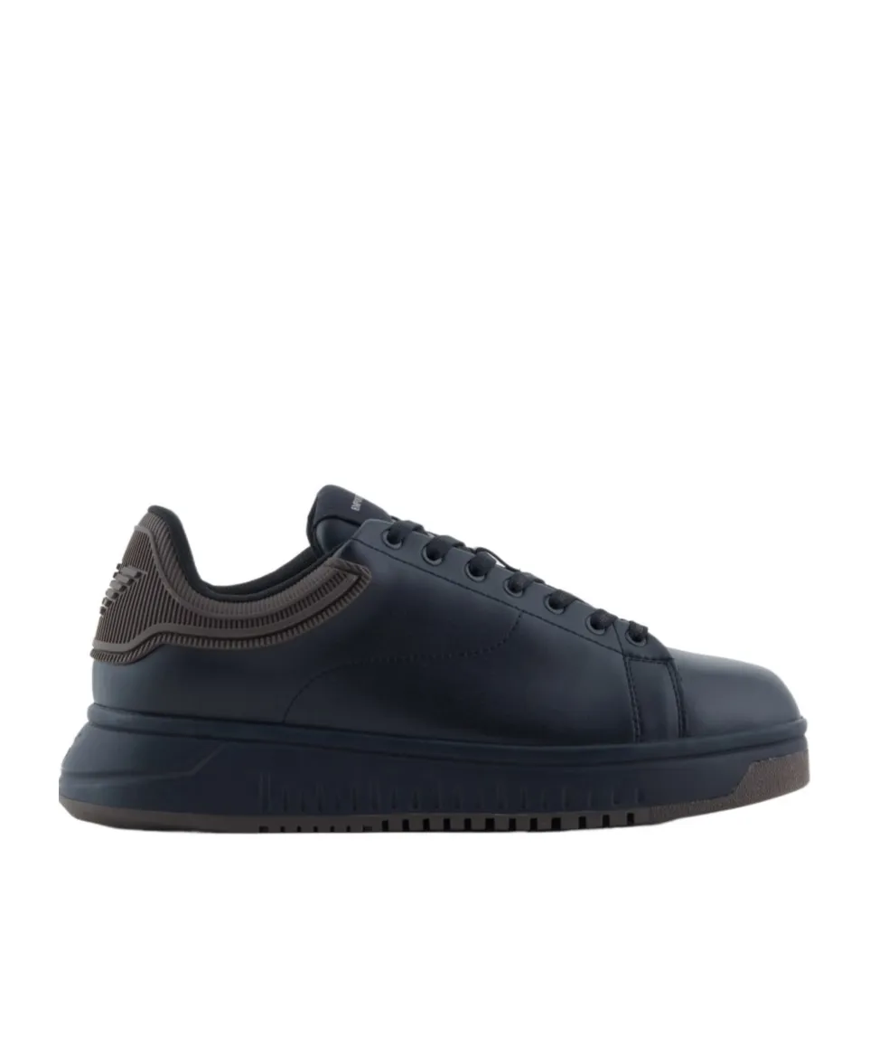 Ribbed-Panel Leather Sneakers