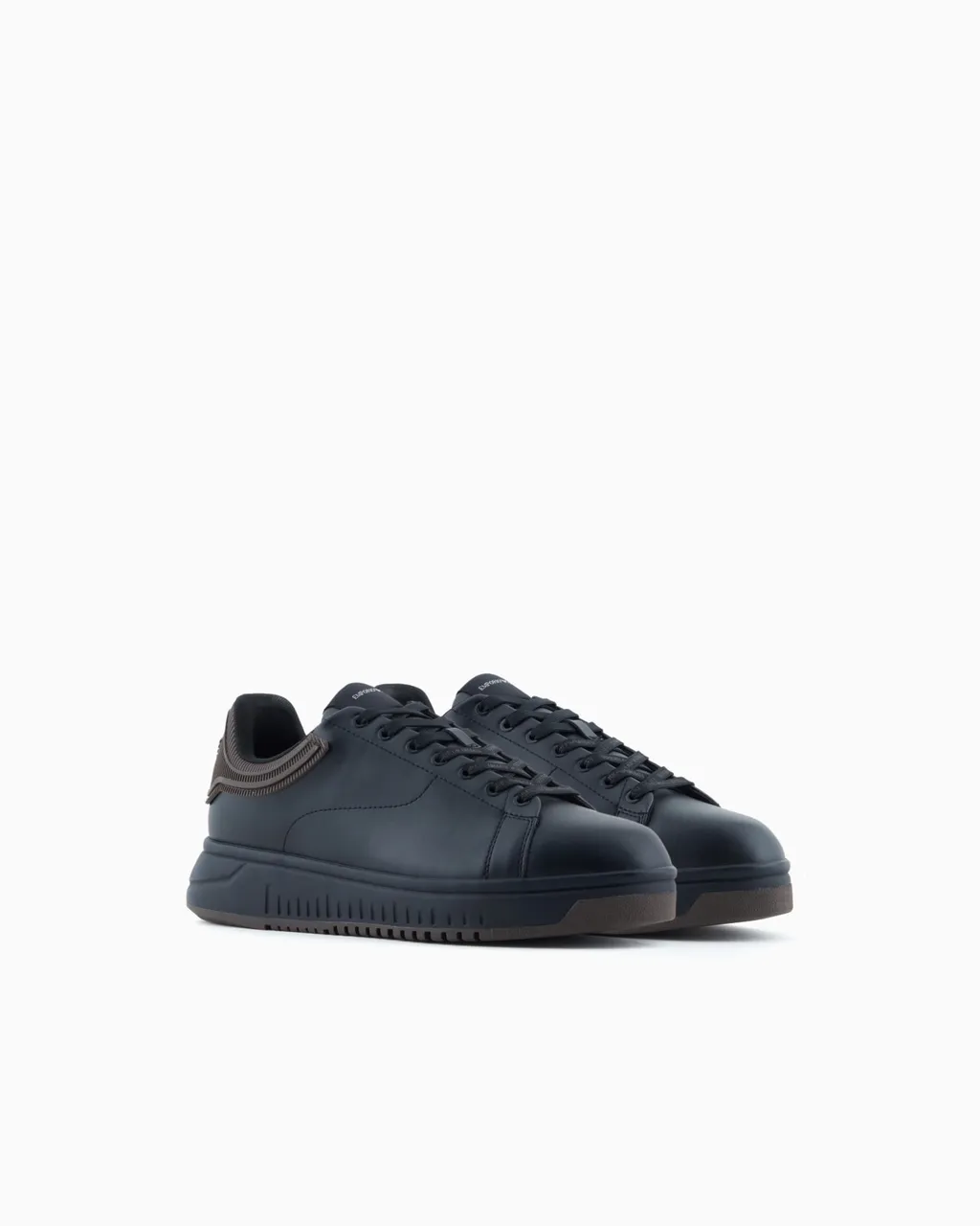 Ribbed-Panel Leather Sneakers