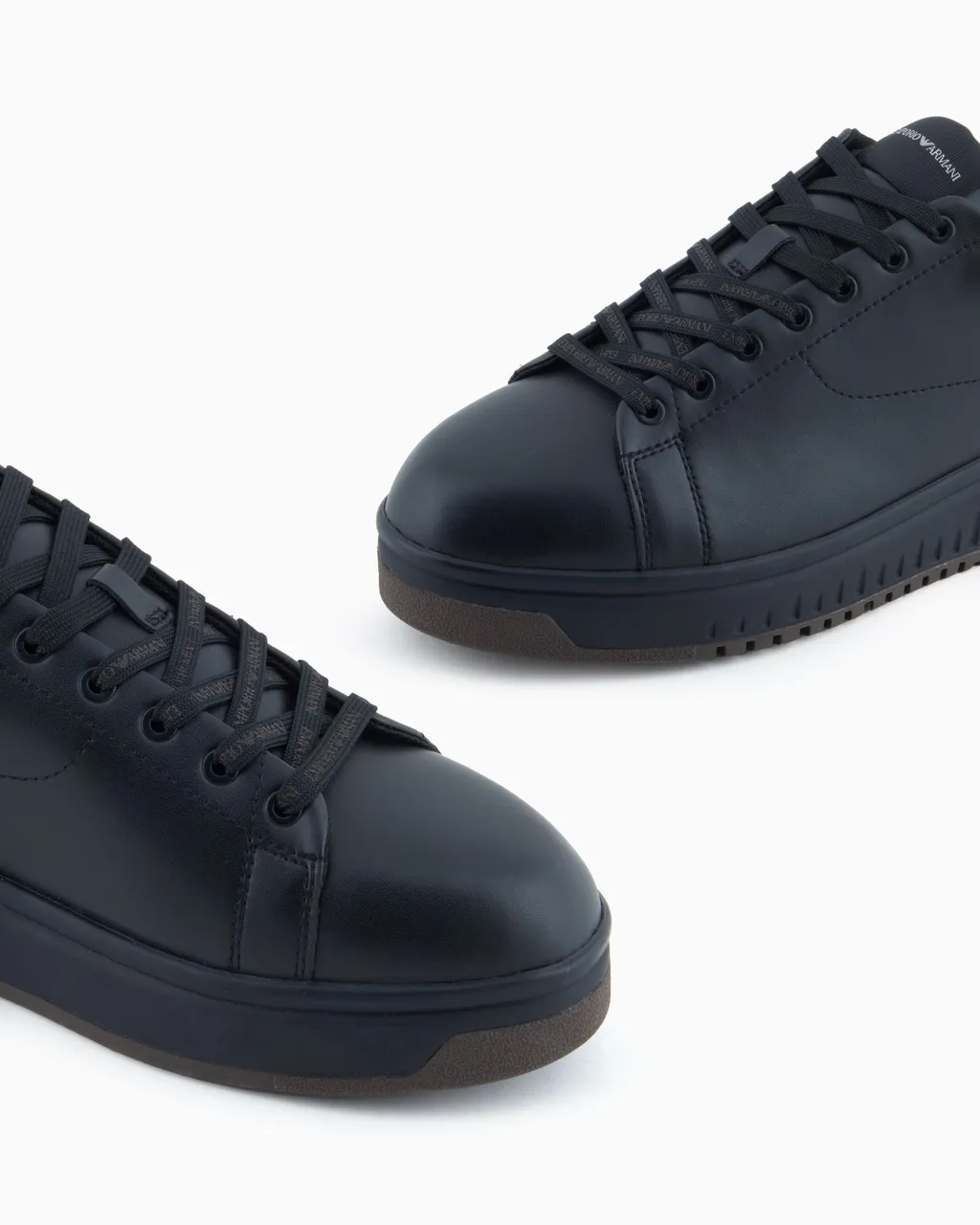 Ribbed-Panel Leather Sneakers
