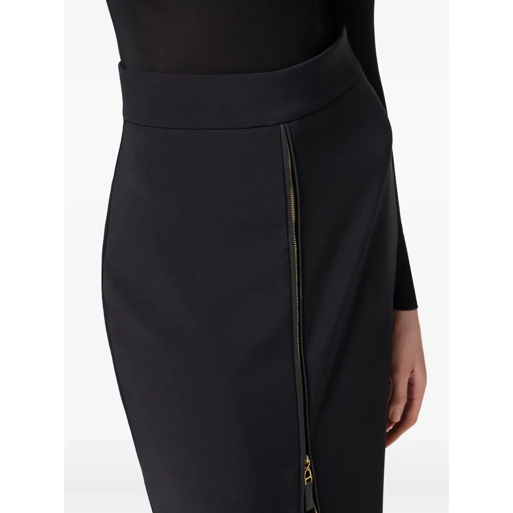 Zip-Front CrÊPe Midi Skirt