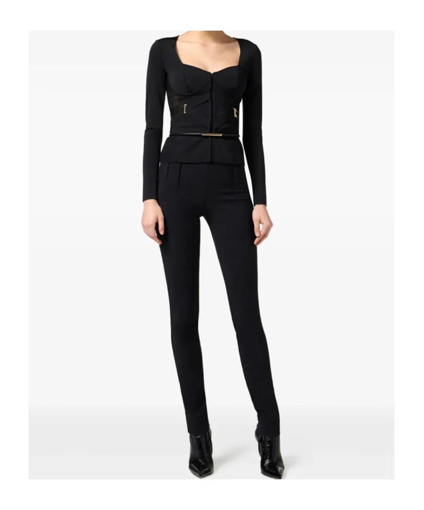 Corset-Detail Long-Sleeve T-Shirt