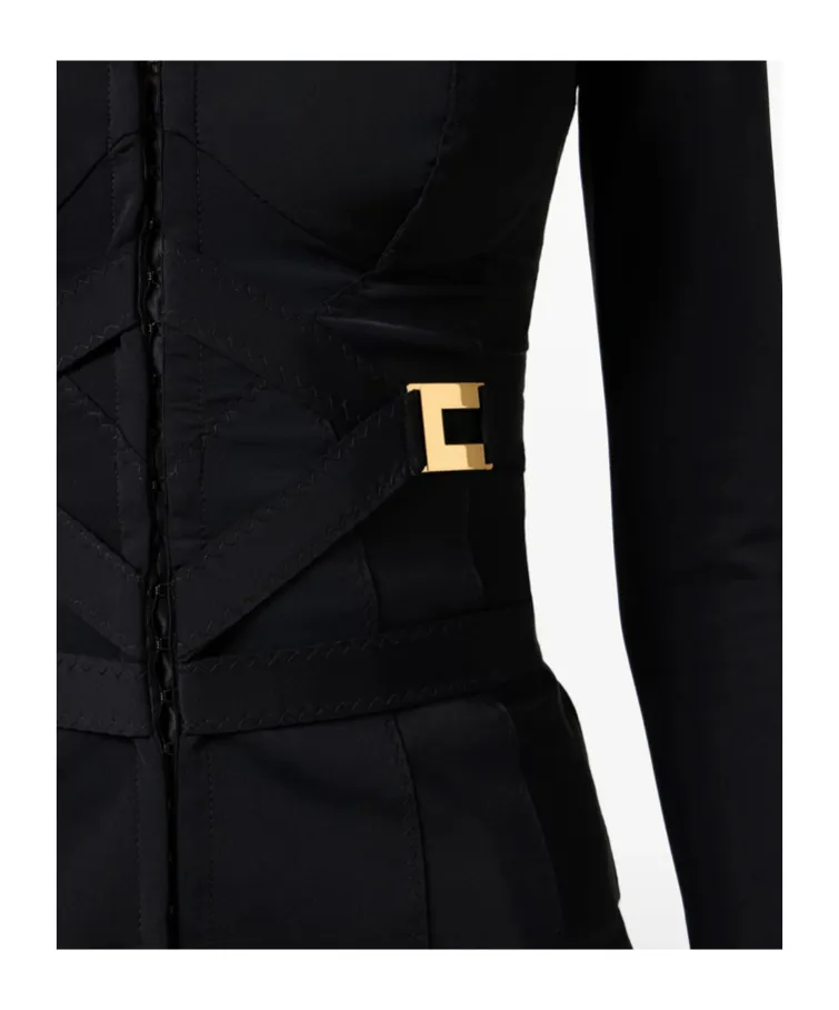 Corset-Detail Long-Sleeve T-Shirt