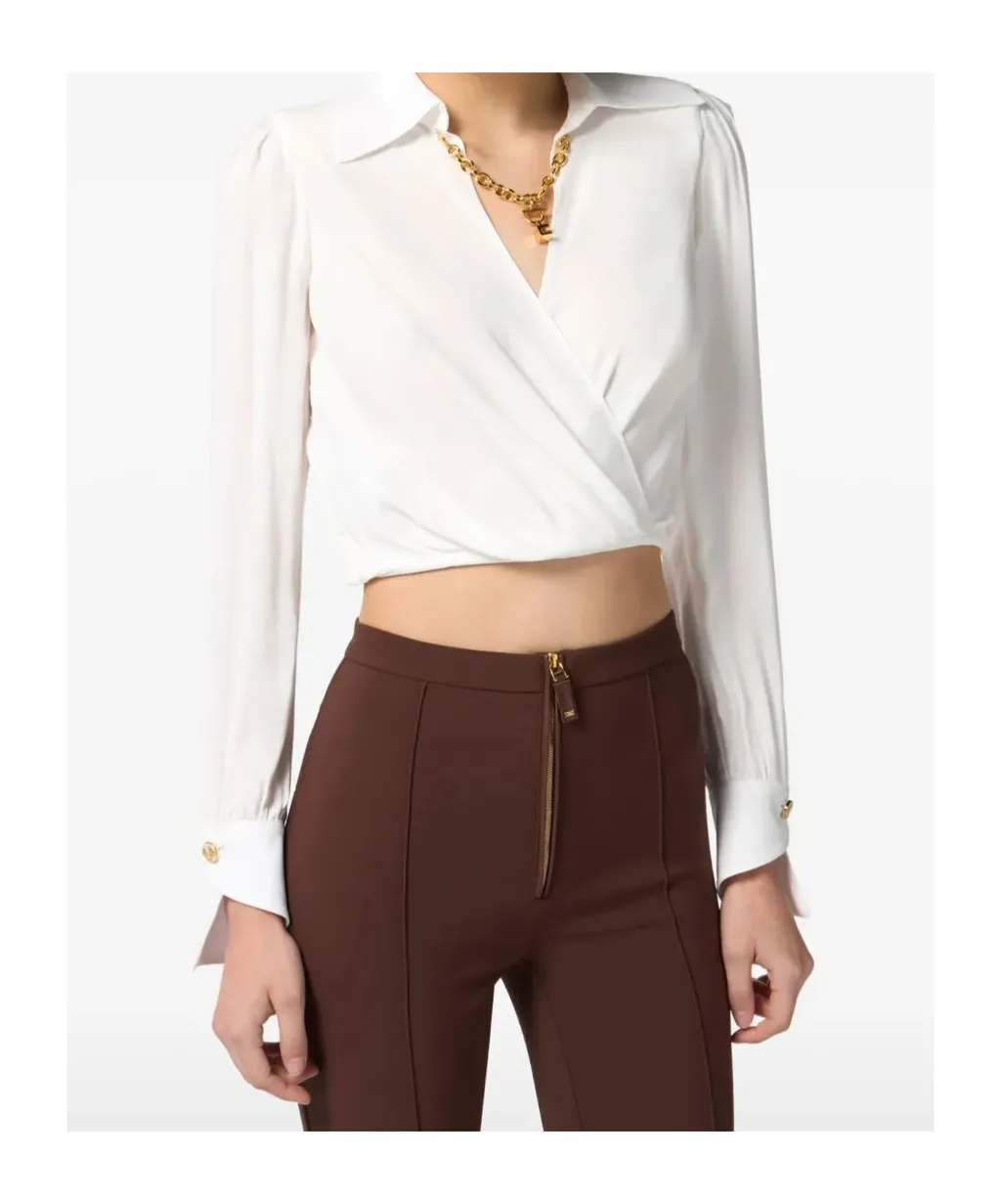 Long-Sleeve Wrap Blouse