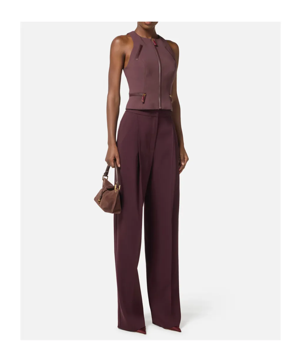 Zip Detailed Double-Layer CrÊPe Top