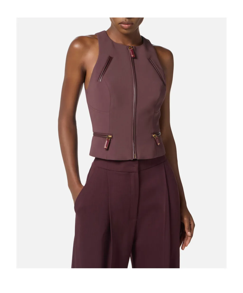 Zip Detailed Double-Layer CrÊPe Top