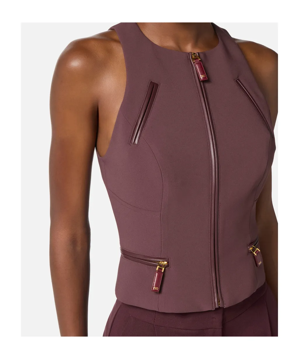 Zip Detailed Double-Layer CrÊPe Top