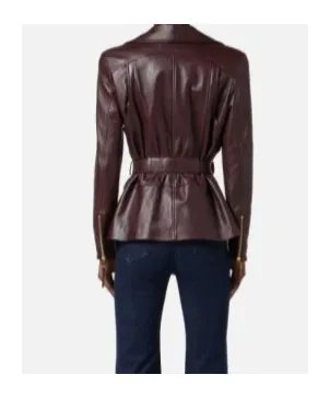 Belted Leather Biker Jacket