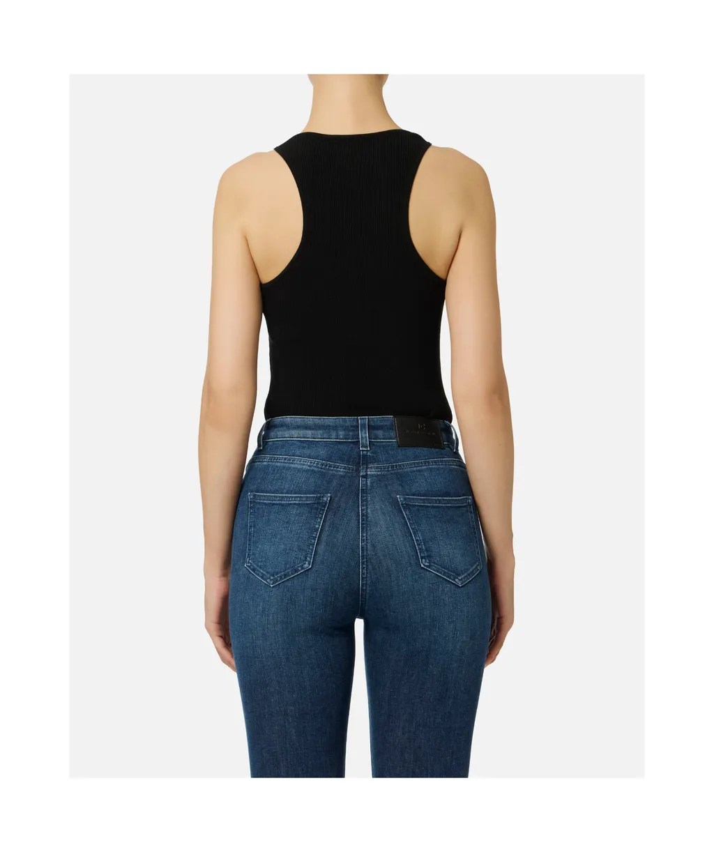 Chain-Strap Ribbed Tank Top