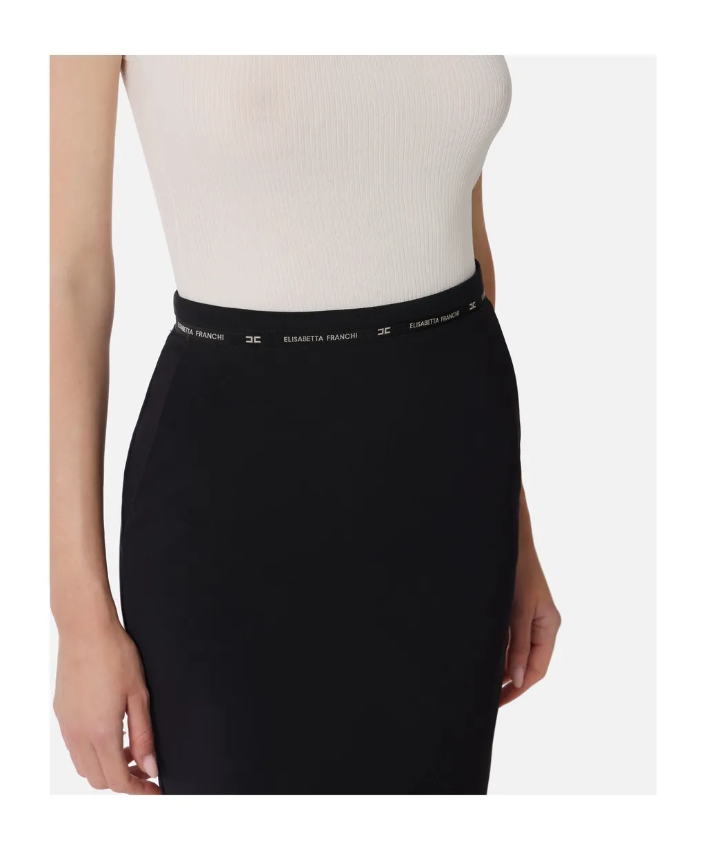 Logo-Ribbon Midi Skirt