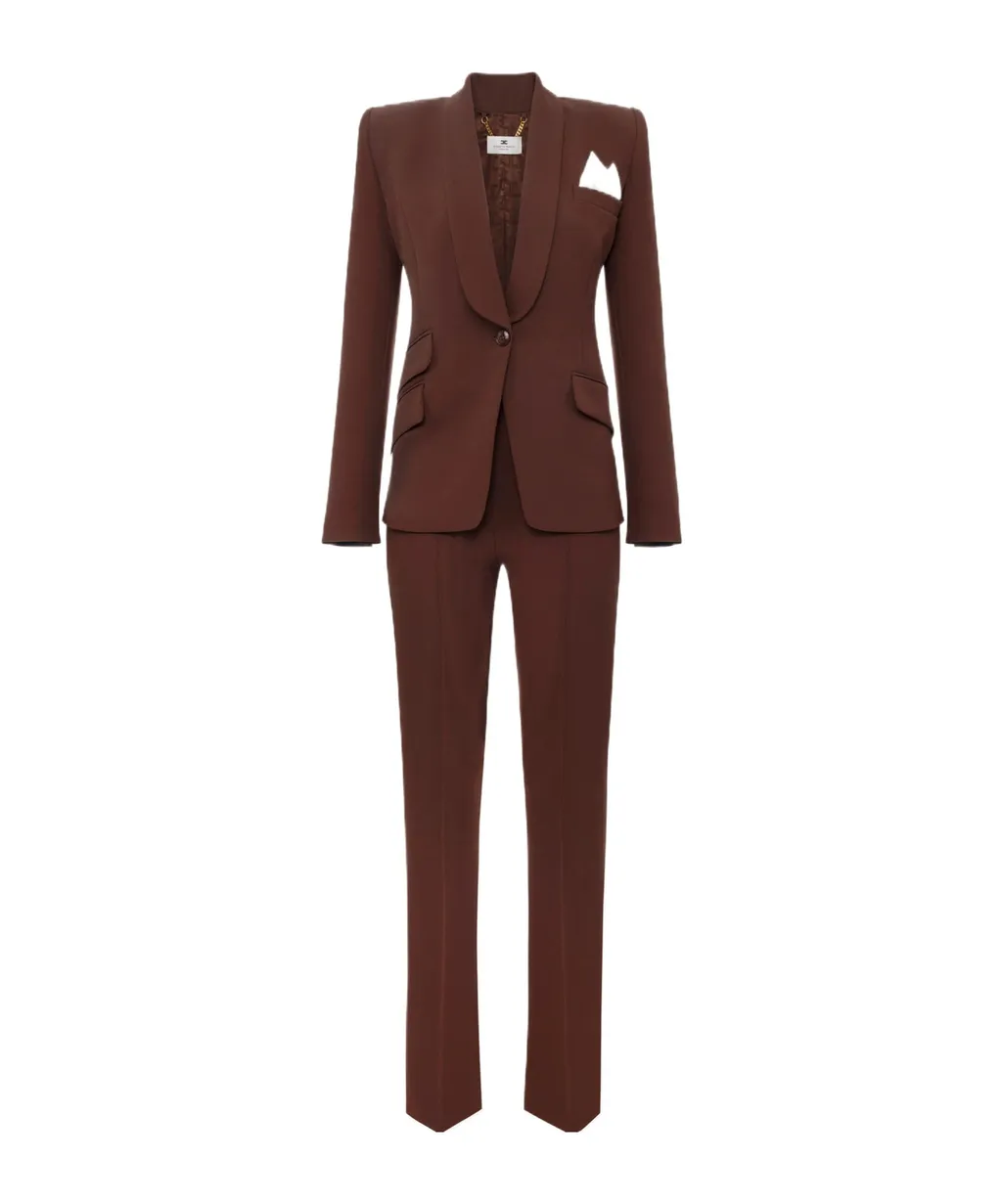 Shawl-Collar Flared Trousers Suit
