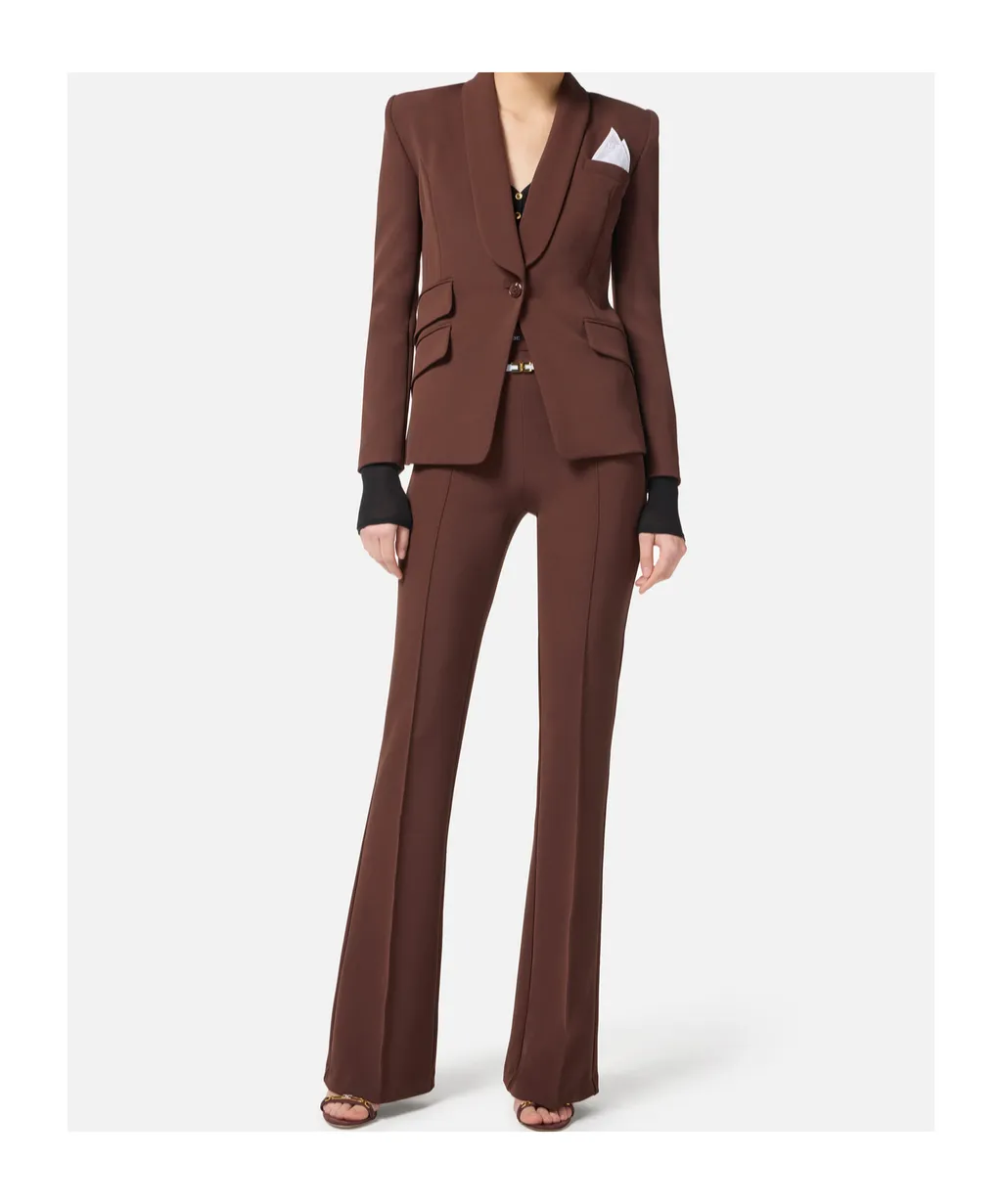 Shawl-Collar Flared Trousers Suit