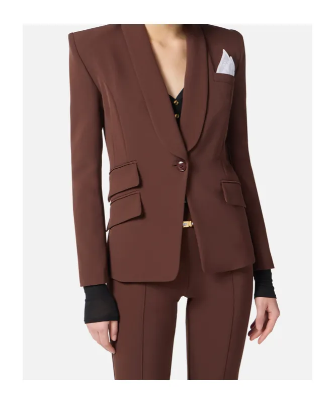 Shawl-Collar Flared Trousers Suit