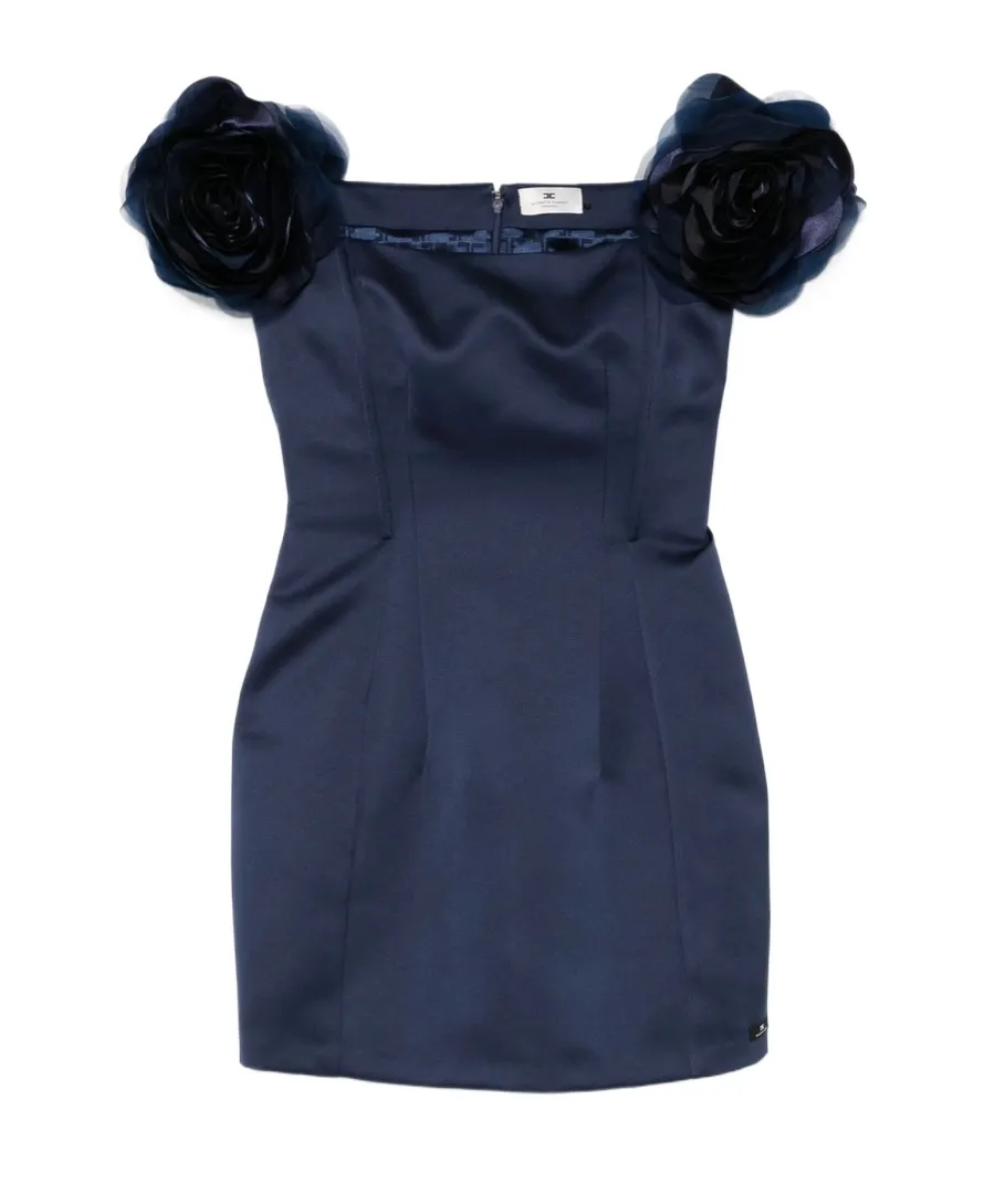 Duchesse Satin Applied Flowers Dress