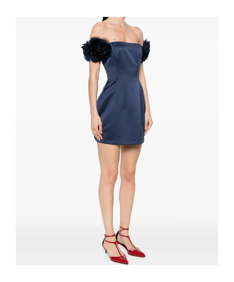 Duchesse Satin Applied Flowers Dress