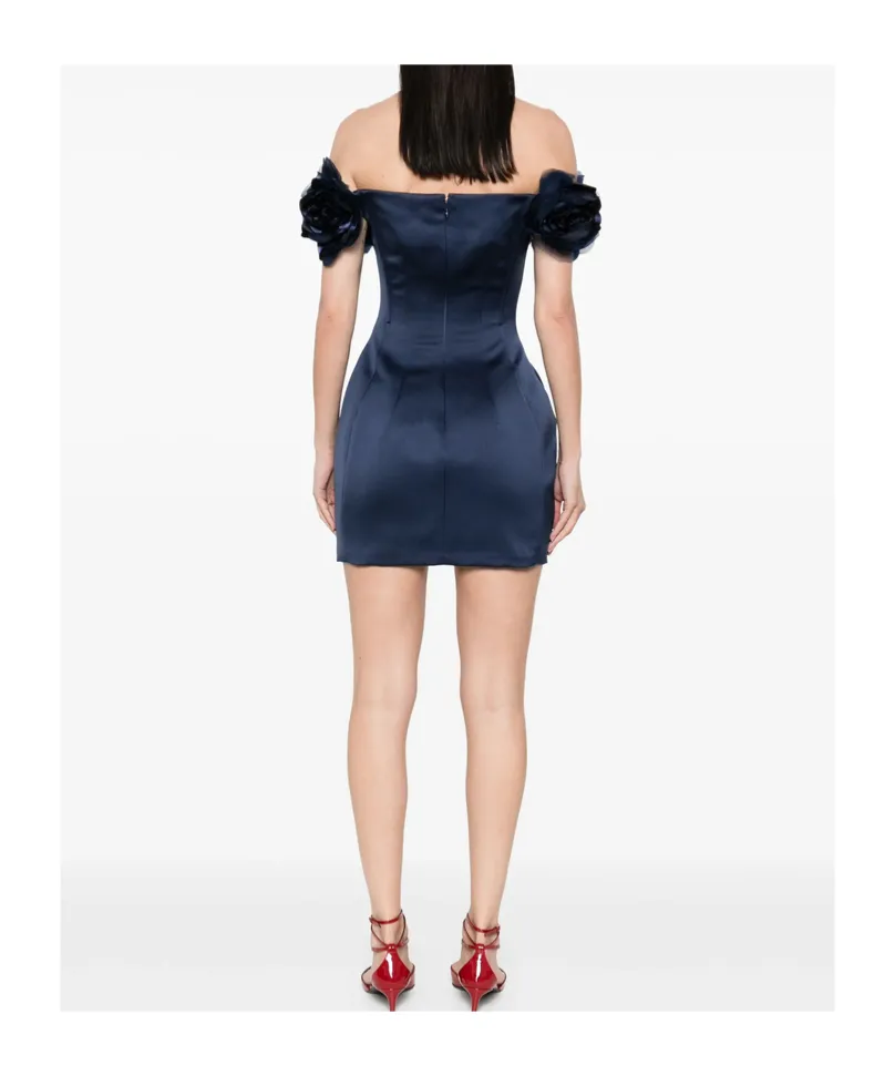 Duchesse Satin Applied Flowers Dress