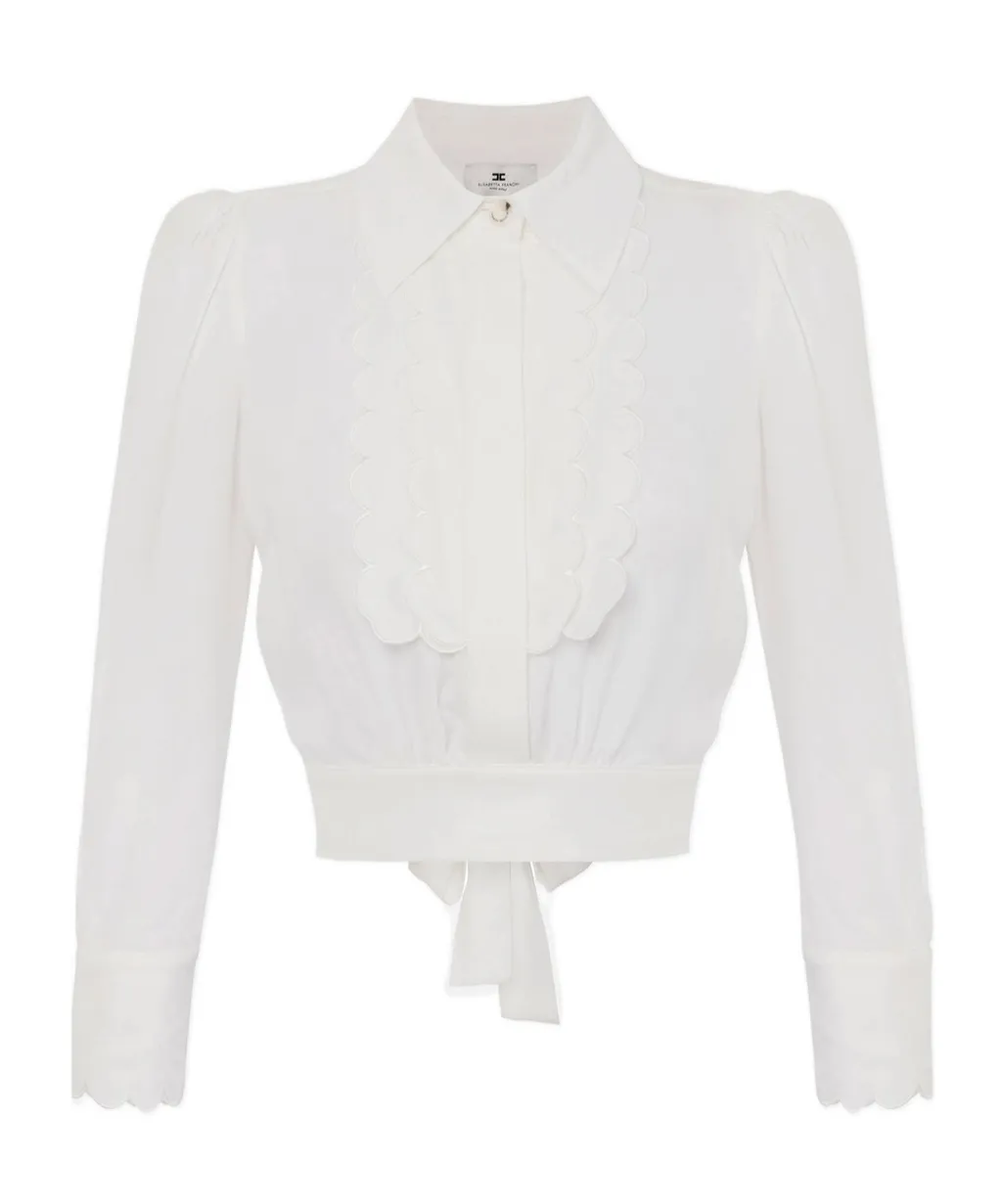 Embroidered-Design Cropped Shirt