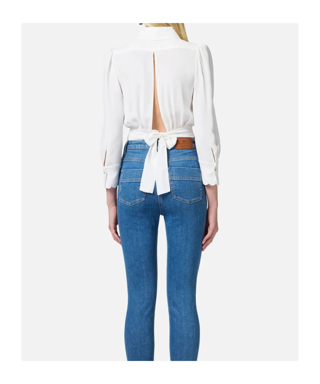 Embroidered-Design Cropped Shirt