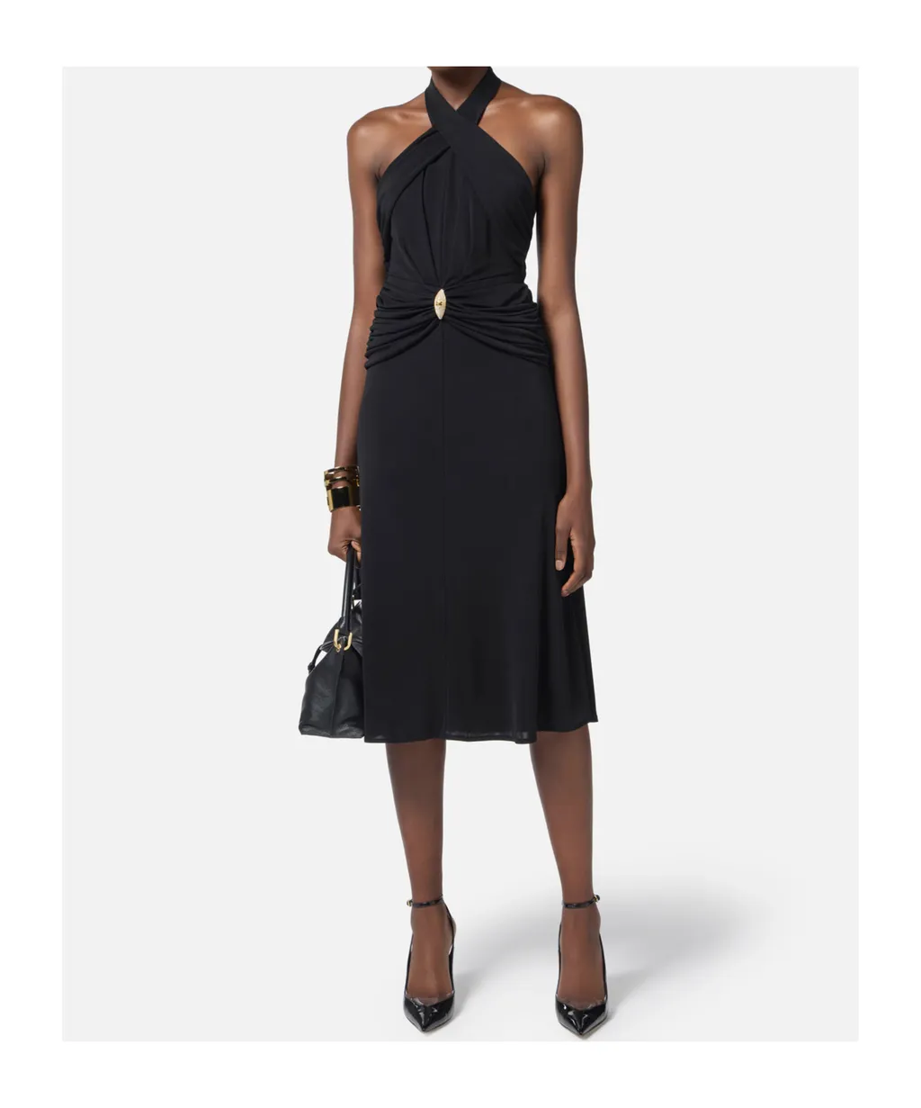 Crossover Gathered Sleeveless Dress