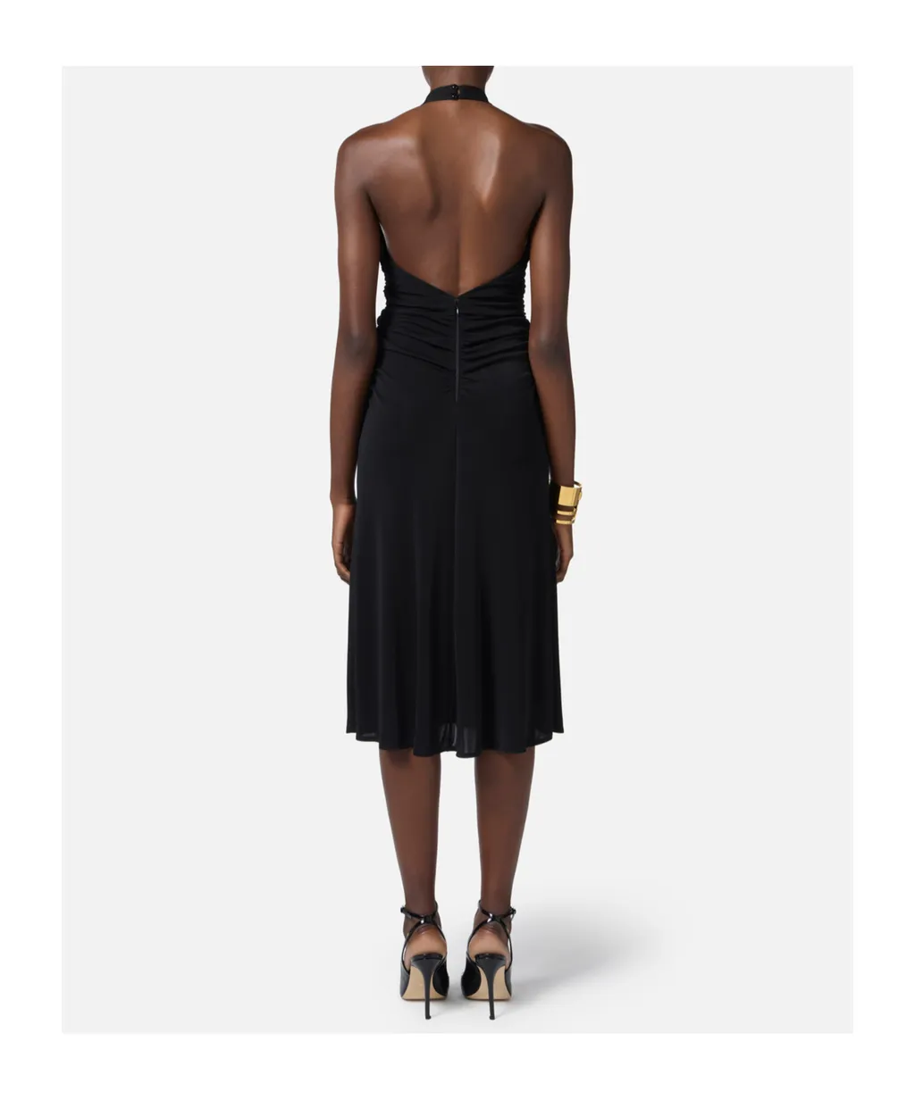 Crossover Gathered Sleeveless Dress