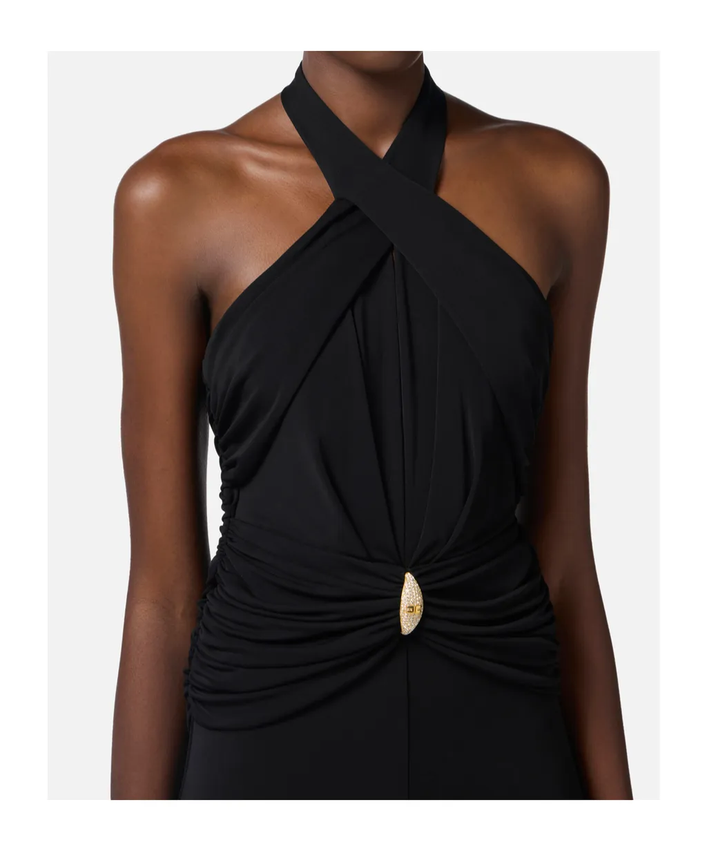 Crossover Gathered Sleeveless Dress