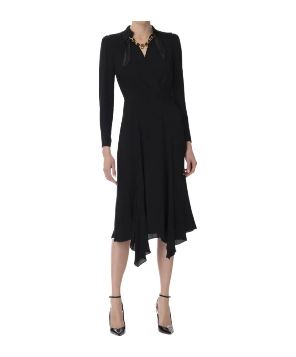 Dress With Jewel Foulard Scarf In Georgette Fabric