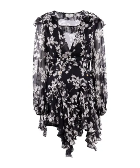 Ruffles Voile Printed Dress