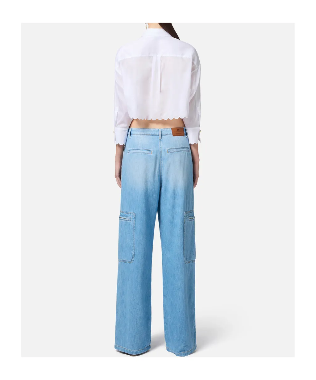 Embroidered Scallop Voile Shirt