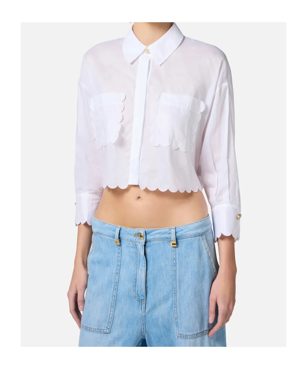 Embroidered Scallop Voile Shirt