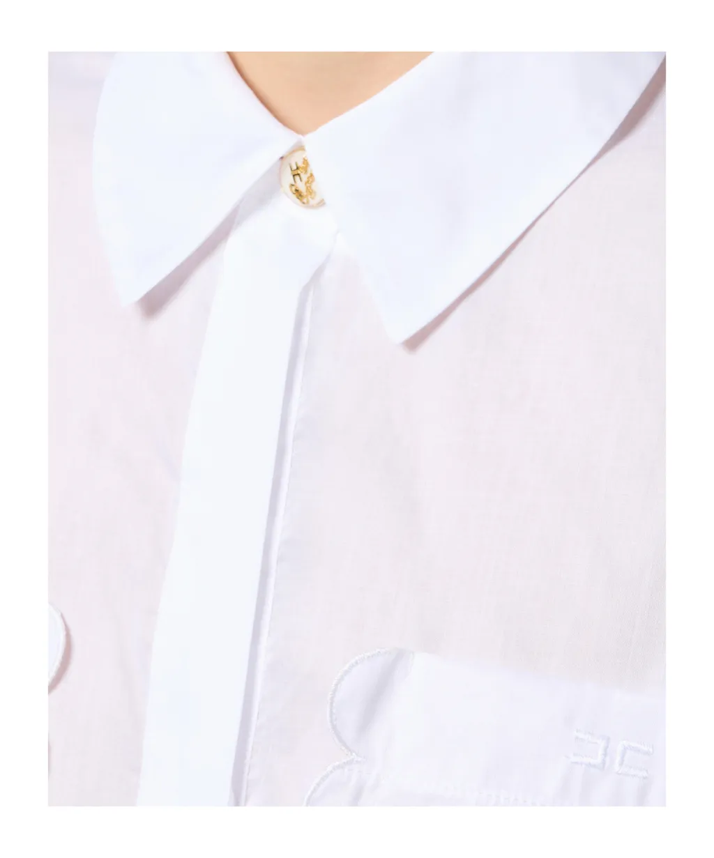 Embroidered Scallop Voile Shirt