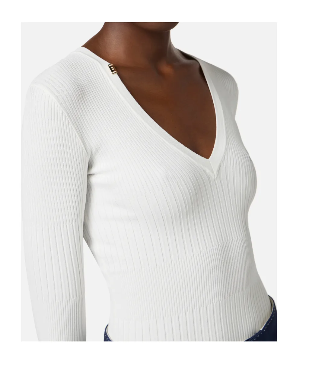 V-Neck Ribbed Top