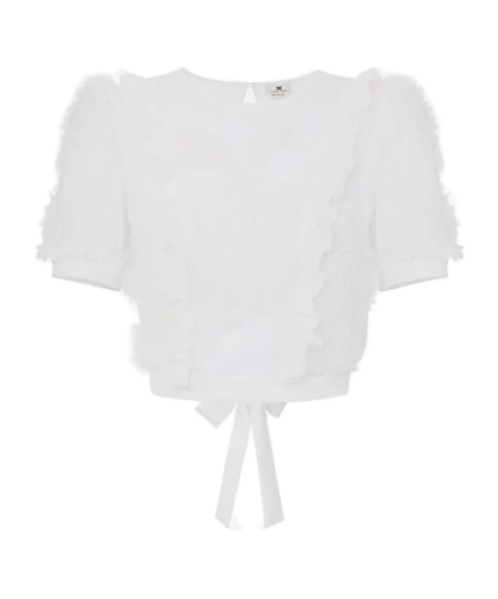 Ruffled Embroidered Top